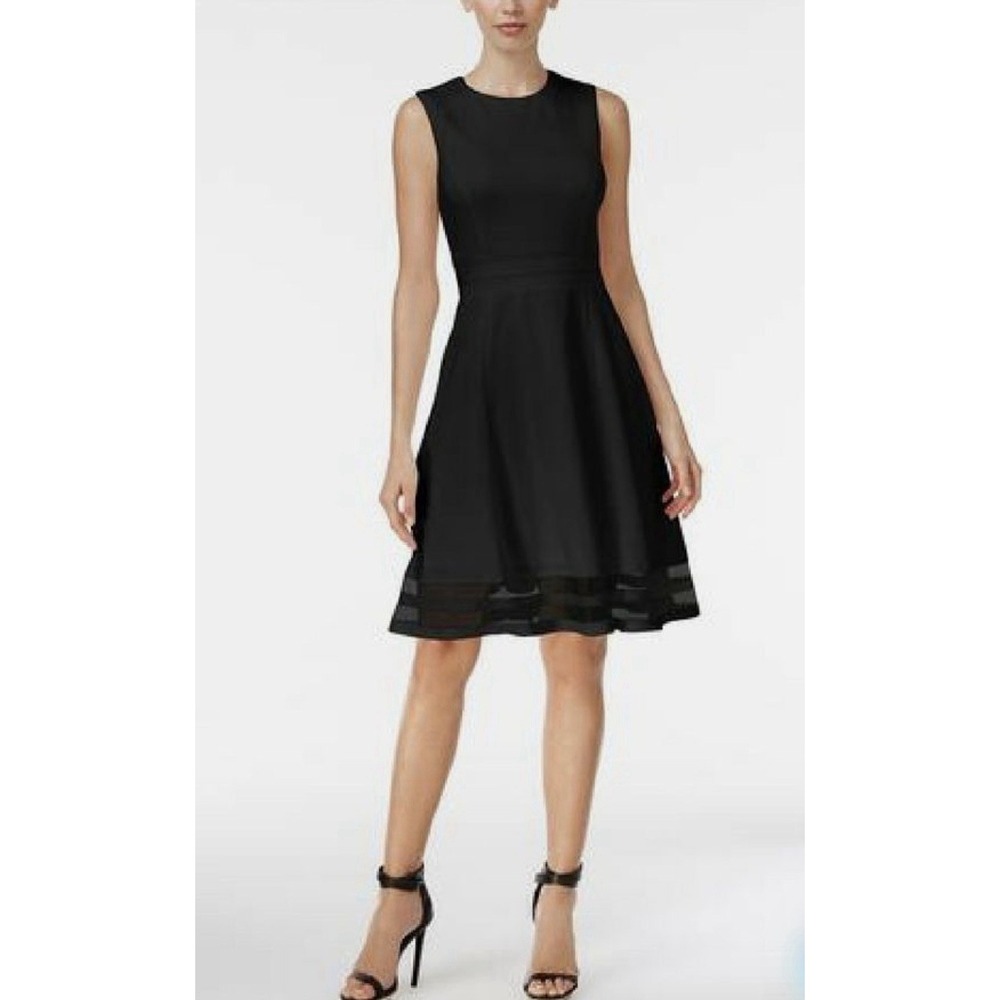 Calvin Klein Women's Elegant Black Cocktail Dress Sleeveless Size 14 Fit & Flare